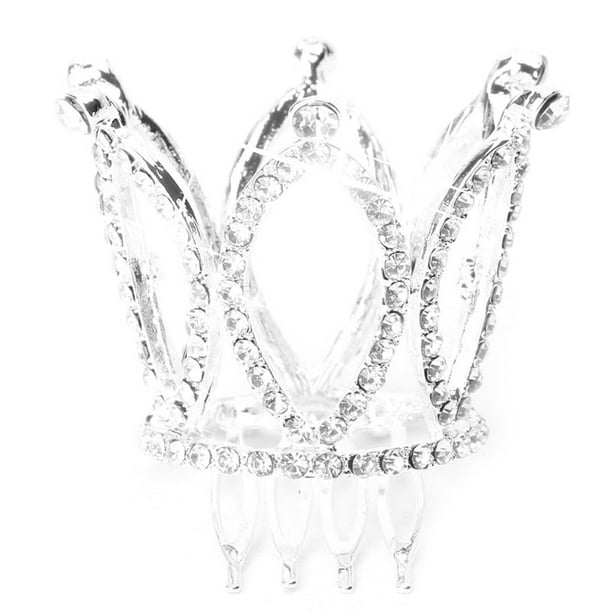 Women Lady Girl Mini Rhinestone Crown Bridal Tiara Hair Comb Pin Wedding Party